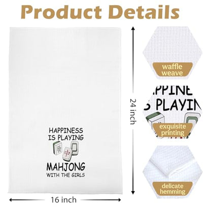 Mahjong Gifts Dish Towels - Mahjong Waffle Weave Kitchen Towels, Mah Jong Decorative Hand Tea Towel, Hostess Gifts, 16×24 Inches - color: Mahjong- 01
