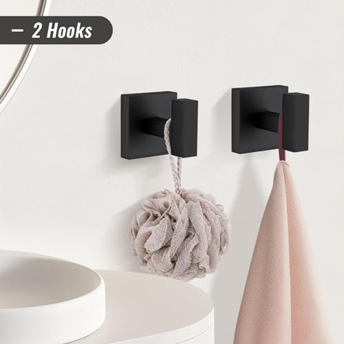 YACVCL Black Towel Bar Set 5-Piece Bathroom Hardware Accessories Set,SUS304 Stainless Steel Towel Rack Set,23.6 Inch Towel Bar,Toilet Paper Holder,Towel Ring and Towel Hooks,Wall Mounted - color: Matte Black, size: 5 Pieces