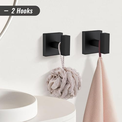 YACVCL Black Towel Bar Set 5-Piece Bathroom Hardware Accessories Set,SUS304 Stainless Steel Towel Rack Set,23.6 Inch Towel Bar,Toilet Paper Holder,Towel Ring and Towel Hooks,Wall Mounted - color: Matte Black, size: 5 Pieces