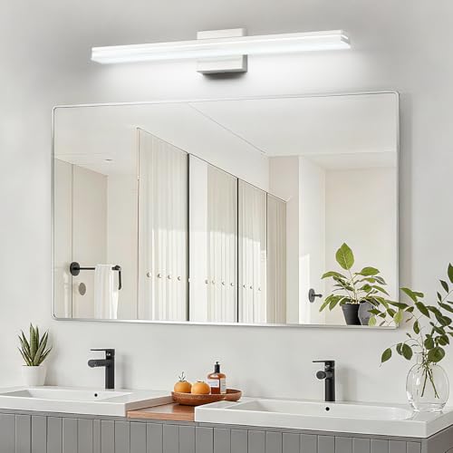 SineRise 32-Inch LED Modern Bathroom Vanity Light Bar, Chrome Modern Acrylic Bathroom Wall Lighting Fixtures Over Mirror (Cool White 6000K) - color: Chrome-Cool White, size: 32-Inch