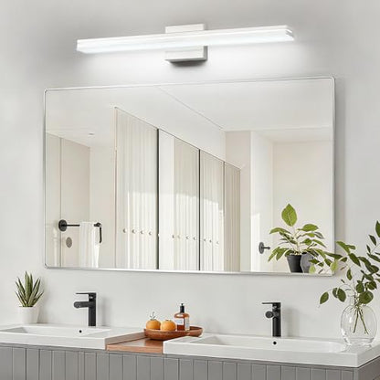 SineRise 32-Inch LED Modern Bathroom Vanity Light Bar, Chrome Modern Acrylic Bathroom Wall Lighting Fixtures Over Mirror (Cool White 6000K) - color: Chrome-Cool White, size: 32-Inch