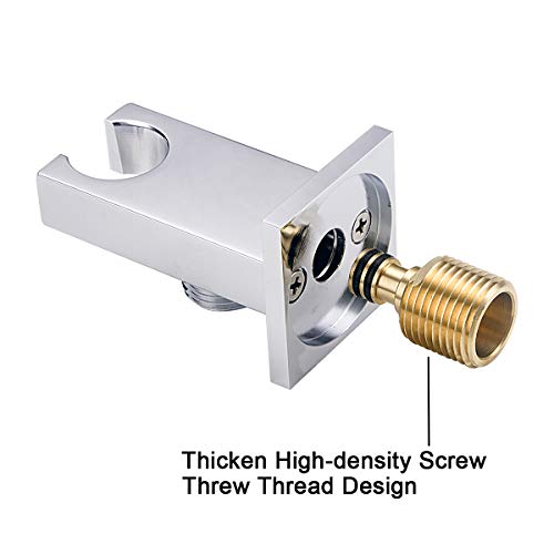 Brass Chrome Hand Held Shower Head With Wall Connector and Hose Set | Modern Square Single Function Handheld Shower Sprayer Wand And Fixed Solid Metal Holder 1.5 Meter Length Shower Hose - color: Chrome handheld set