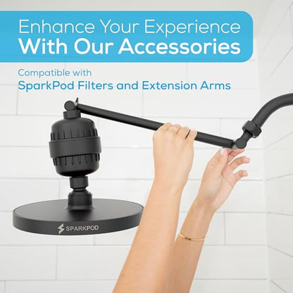 SparkPod Rain Shower Head, 8 Inch Round, Midnight Black Matte Finish | High Pressure Shower Heads, 90 Nozzles, Adjustable Showerhead, No Tools Needed, Universal Connection - color: Midnight Black Matte, style: 8 Inch Round