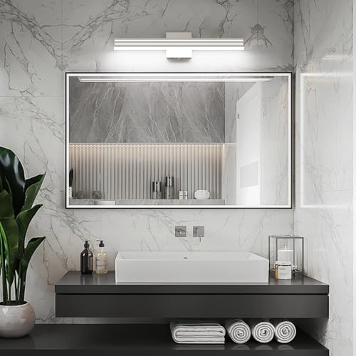 Ralbay 24inch Brushed Nickel Vanity Light with 5 Color Temperature (2700K-6000K) Dimmable Acrylic Metal 24W LED Modern Bathroom Vanity Light Bar - color: Brushed Nickel, size: 24 inch
