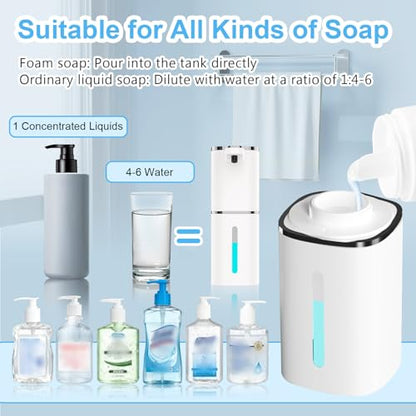 OHIFAST Automatic Foaming Soap Dispenser Touchless, USB Rechargeable Smart Hand Soap Dispenser, 9-Level Adjustable, Physical Button Operation, 13.5oz/400mL Wall Mounted for Bathroom Kitchen Dish Soap - style: LV9-Foam