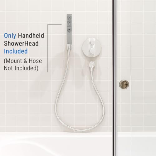 G-Promise All Metal Square 3 Function Handheld Shower Head(Brushed Nickel) | All Metal Construction, 3 Function Modes with Massage, Modern Look, Push Switch, Easy Installation - color: Brushed Nickel, style: Square