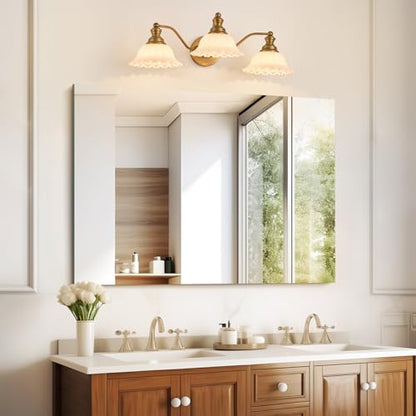 XIEDUN Bathroom Vanity Light White 3 Light Bathroom Light Fixtures - color: Brass and White, size: 3 Light
