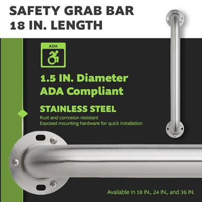 Homewerks 068 HW11218SS 18 Inch Bathroom Grab Bar with 1-1/2 Inch Diameter and Exposed Screws ADA Compliant - Brushed Stainless Steel - color: 1.5 Inch Diameter, size: 18 Inch