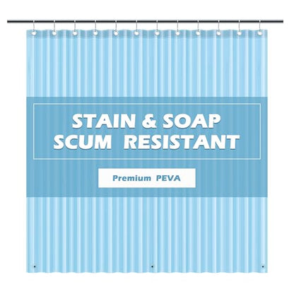 EHZNZIE Clear Blue Shower Curtain Liner 72x72, PEVA Waterproof Bath Curtain, No Chemical Smell, 3 Weighted Magnets, Durable with Rustproof Metal Grommets - color: Clear Blue, size: 72"W x 72"L (Pack of 1)