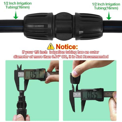 10 Pack 1/2 Inch Drip Irrigation Coupling Fittings (1/2" ID x 0.65" OD) - 1/2'' Drip Line Anti-Drop Barbed Lock Nut Coupler Connectors for 1/2 Inch Drip Irrigation Tubing Irrigation System - size: 1/2" Drip Coupling