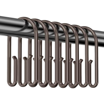 Bronze Shower Curtain Hooks Rings，Double Sided Shower Curtain Hooks Rust Proof，12 pcs Shower Hooks for Inside Shower，Smooth Sliding Anti-Drop Double Shower Rings for Curtain - color: Bronze
