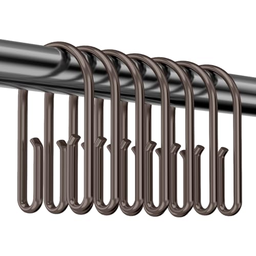 Bronze Shower Curtain Hooks Rings，Double Sided Shower Curtain Hooks Rust Proof，12 pcs Shower Hooks for Inside Shower，Smooth Sliding Anti-Drop Double Shower Rings for Curtain - color: Bronze