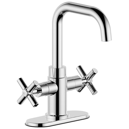 Bathroom Sink Faucet, 4 Inch Single Hole or 3 Hole Centerset Vanity Faucet, 2-Handle Handle Single Hole Bahroom Sink Faucet, Pop Up Drain Oil Rubbed Bronze Finish DF-1265CCH-ORB - color: Polished Chrome