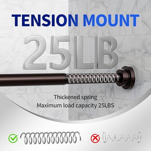 Mcrbeay Shower Curtain Rod, 1" Diameter Heavy Duty Tension Shower Rod, Non Slip Adjustable 28-102 inch No Drilling Shower Curtain Rods Spring Tension For Bathroom, Shower Stall, No Rust, Bronze - color: Bronze, size: 28-102 Inches