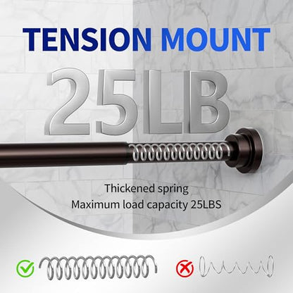 Mcrbeay Shower Curtain Rod, 1" Diameter Heavy Duty Tension Shower Rod, Non Slip Adjustable 28-102 inch No Drilling Shower Curtain Rods Spring Tension For Bathroom, Shower Stall, No Rust, Bronze - color: Bronze, size: 28-102 Inches
