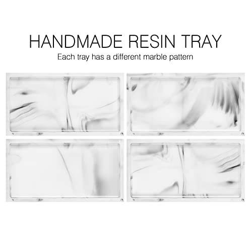 Luxspire Marble Tray for Soap Dispenser Perfume Jewelry, M, Marble White | 10 x 6 inch, non-slip waterproof resin, easy wipe clean, fits bath kitchen vanity, holds jewelry toiletries soap - color: B - White Marble, style: Medium