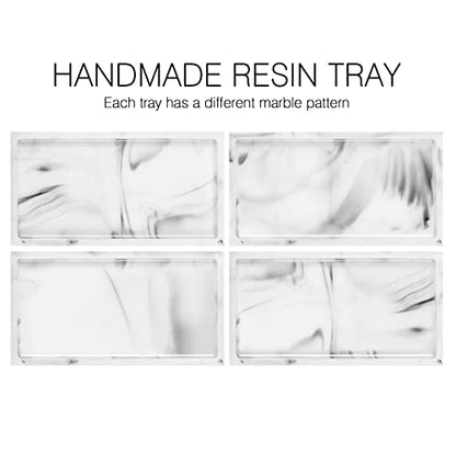Luxspire Marble Tray for Soap Dispenser Perfume Jewelry, M, Marble White | 10 x 6 inch, non-slip waterproof resin, easy wipe clean, fits bath kitchen vanity, holds jewelry toiletries soap - color: B - White Marble, style: Medium