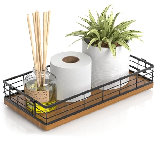Toilet Paper Basket, 13" Bathroom Toilet Tank Basket with Handles Walnut | Bathroom Basket, Back of Toilet Basket, Toilet Tank Tray, Toilet Organizer for Toilet Paper Storage, Toiletries & Essentials - color: Walnut