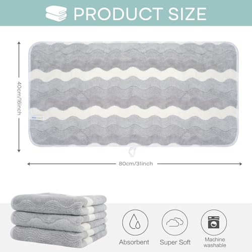 Microfiber Bathroom Hand Towels, 16 x 31 Inch, 3Pack Grey Ripples | Ultra Soft, Makeup Remover Cloth, Face Cleansing Towel - color: Lgreyx3