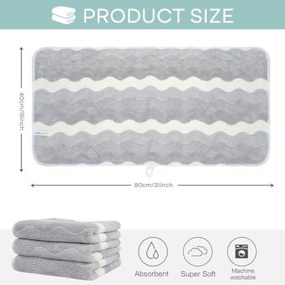 Microfiber Bathroom Hand Towels, 16 x 31 Inch, 3Pack Grey Ripples | Ultra Soft, Makeup Remover Cloth, Face Cleansing Towel - color: Lgreyx3