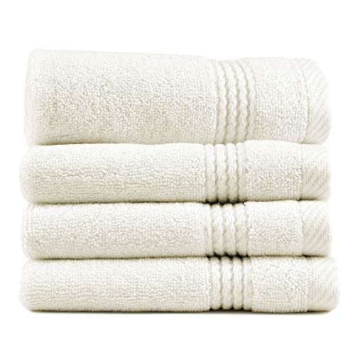 Lara 100% Turkish Cotton Washcloths 4 Pack, Extra Soft & Absorbent Wash Cloths for Face & Body (12" x 12"), Terry Cloth, Small Hand Towels for Bathroom, Cream - color: Cream, size: 4 Wash Cloths
