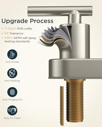 FORIOUS Brushed Nickel Bathroom Faucet 2 Hole, 4" Centerset Faucet Silver | Commercial Bathroom Sink Faucet Brushed Nickel, 4 In Centerset Bathroom Faucet Brushed Nickel with 360° Swivel Spout for RV - color: Stainless Steel, style: Classic