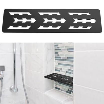 12 Inch Shower Niche Shelf Frosted Anodized Aluminum Finish Tile Insert | Rectangular Shelf for 12 Inch Tile Prefabricated Niches, Fits 1/8 Inch Grout Lines, Shower Niche Insert Frosted Anodized - size: Aluminum - Black
