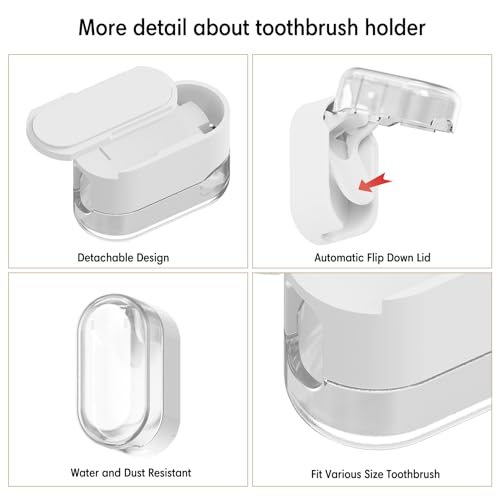 BALUCA 3 PCS Travel Toothbrush Head Covers Caps, Tooth Brush Protector Case Wall Mounted Hanging Rack Organizer for Travel, Camping, Bathroom, School, Business (White) - color: White