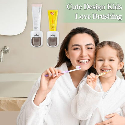 Toothpaste Dispenser,Wall-Mounted Automatic Toothpaste,Designed specifically for Home use, with Adhesive Pad and Cleaning Brush (No Design)