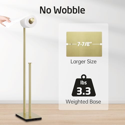 KES Free Standing Bathroom Toilet Paper Roll Holder with Storage | Toilet Paper Holder Stand with Weighted Base, SUS304 Stainless Steel Brushed Gold, BPH286S1B-BZ - color: Brushed Gold