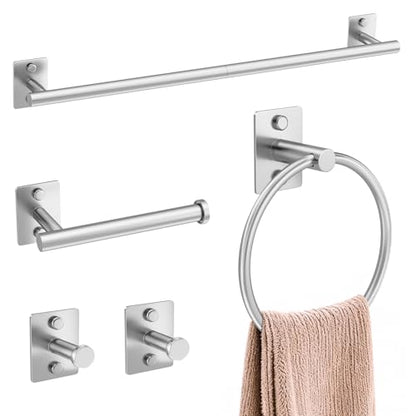 5 Pieces Bathroom Hardware Accessories Set Brushed Nickel Towel Bar Set Stainless Steel Towel Racks for Bathroom,Wall-Mounted 23.6 inch - color: Brushed Nickel
