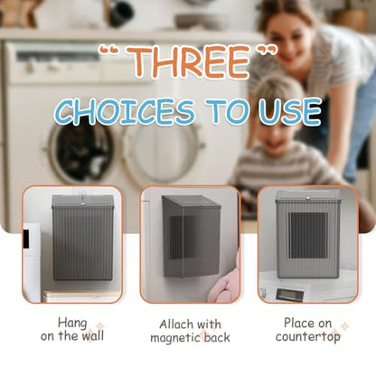 Sealegend Magnetic Trash Can with Lid, Space Saving Lint Bin Black | Wastebasket for Kitchen, Refrigerator, Cabinet, Bathroom & Laundry Room - color: Black