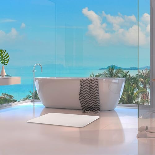 Momo Lifestyle Large Stone Bath Mat Drytomita – Quick Drying Diatomaceous Earth, Ultra Absorbent (Linen Grey, Grande 32" X 20") - size: 1'8" x 2'8" (Rectangular)