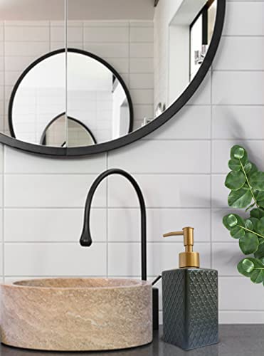 Gold Soap Dispenser for Bathroom,Retro Black Square Lotion Dispenser, Refillable Countertop Ceramic Hand Soap Dispenser,Dish Soap Dispenser for Kitchen 350ml - color: Relief Black Square Bottle