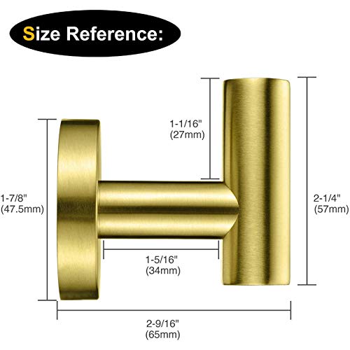 Nolimas Bathroom Towel Hooks SUS 304 Stainless Steel Coat Hook Round Clothes Towel Coat Robe Hook Cabinet Closet Door Sponges Holder for Bath Kitchen Garage Hotel,Wall Mounted,Brushed Gold,2Pack - color: 2pcs Brushed Gold