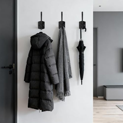 CBWLWJ 16 Pack Heavy Duty Metal Wall Hooks for Hanging, Wall Mounted Coat Hooks for Living Room, Bathroom, Kitchen – Hang Coat, Bag, Scarf, Towel, Hat, Key, Cup (Black) - color: Black