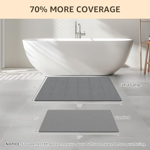 Yolife 32"x 20" Stone Bath Mat Large, Diatomaceous Earth Bath Mat for Bathroom, Super Absorbent Quick Drying Stone Shower Mat, Non-Slip Natural Diatomite Bathroom Floor Mat, Easy to Clean (Dark Grey) - color: Dark Grey