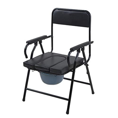 Commode Chair Folding Commode Chair - Bedside Potty Chair with Safety Frame Rails Handicap Padded Toilet Seat Bathroom Shower Chair for Elderly Disabled Pregnant Women