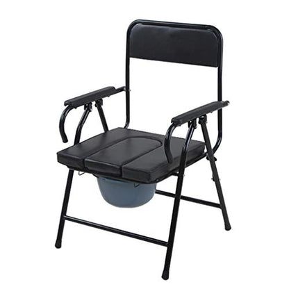 Commode Chair Folding Commode Chair - Bedside Potty Chair with Safety Frame Rails Handicap Padded Toilet Seat Bathroom Shower Chair for Elderly Disabled Pregnant Women