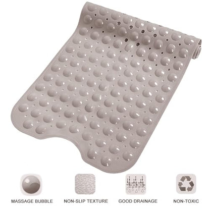 Bathtub and Shower Mats, Extra Long Non-Slip Bath Tub Mat 39 x 16 Inch, Machine Washable Bathmat with Suction Cups & Drain Holes for Bathroom Floor, Tan - color: Tan