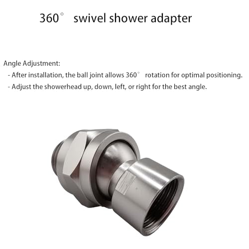 Swivel Shower Head Adapter, 360° Ball Joint Shower Adapter, Universal Leak-Proof Swivel Connector for Adjustable Showerhead, Universal shower arm adapter.(Brushed Nickel) - color: Brushed Nickel