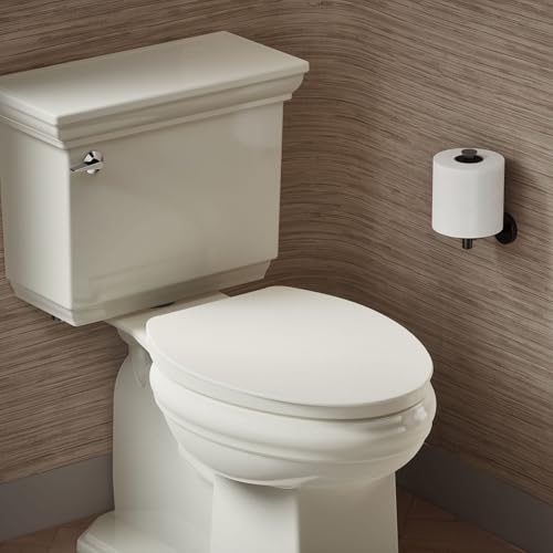 KOHLER K-26801-96 Impro ReadyLatch Quiet Close Elongated Toilet Seat, Grip-Tight Bumpers, New Home Essentials, Slam Prevention, Biscuit - color: Biscuit, size: Elongated
