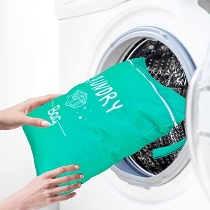 2 Pcs Large Travel Laundry Bags - Waterproof Wet/Dry, Washable, Drawstring, Bathing Suit, Workout, Gym Clothes, Swimming, Yoga - Green, Grey - color: Green+Grey