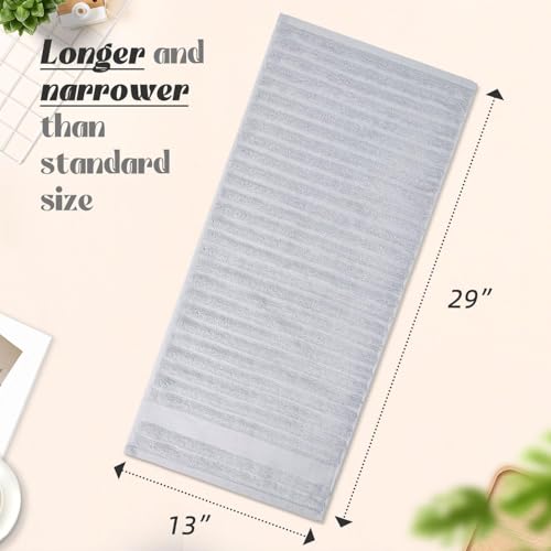 Jacquotha Light Grey Hand Towel Set of 2 Ribbed - 480 GSM Cotton Ultra Soft | Luxury Textured Face Towels for Spa Hotel - color: Light Gray
