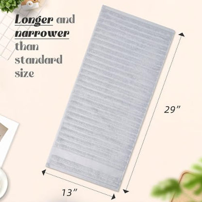 Jacquotha Light Grey Hand Towel Set of 2 Ribbed - 480 GSM Cotton Ultra Soft | Luxury Textured Face Towels for Spa Hotel - color: Light Gray