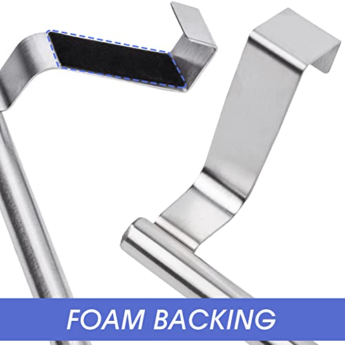 Mziart Modern Towel Bar with Hooks for Bathroom and Kitchen, Brushed Stainless Steel Towel Hanger Over Cabinet (9 inch) - size: 9 inch