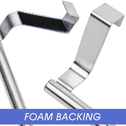 Mziart Modern Towel Bar with Hooks for Bathroom and Kitchen, Brushed Stainless Steel Towel Hanger Over Cabinet (9 inch) - size: 9 inch