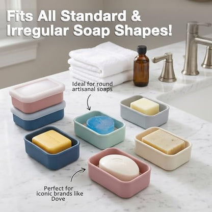 HighHerz Compact Leak Proof Silicone Travel Soap Case with Draining Tray - Portable Bar Soap Container - 2026 Upgrade Travel Essentials for Camping, Gym & Shower (Clear Green) - color: Clear Green