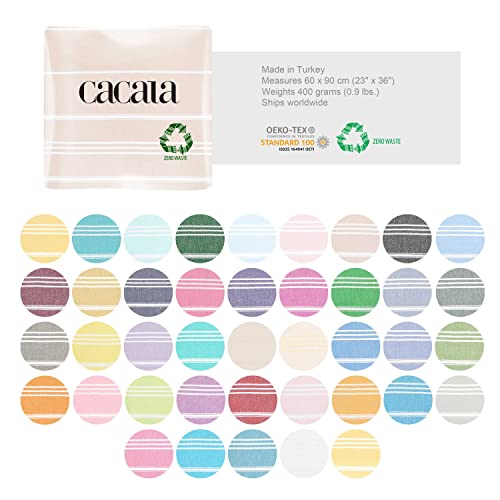 Cacala 100% Turkish Cotton Kitchen Tea Towels, Highly Absorbent Luxury Soft Quick Drying Dish Towel with Hanging Loop for Gym, Yoga, Bath, Sports, Cleaning and Kitchen (23 x 36), Beige - color: Beige