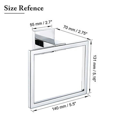 TQKAG Polished Towel Ring, Bathroom Hand Towel Holder, Wall Mount | 5.5 Inch, Square Towel Ring, SUS304 Stainless Steel, Easy Installation, Bathroom Kitchen Entryway Vanity Sink - color: Polished